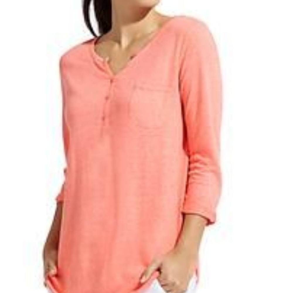 NWT Athleta Newport Henley coral top in XS